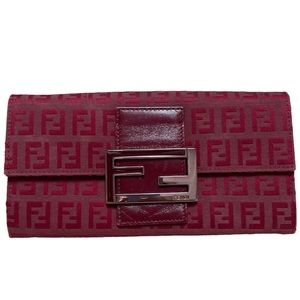 🚨SOLD! Fendi Red Zucca Long Wallet 🚨